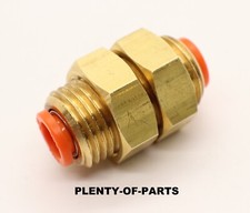 SMC KQ2E07-00A Bulkhead Union Fitting 1/4" One-Touch Tube Fitting 2pcs.