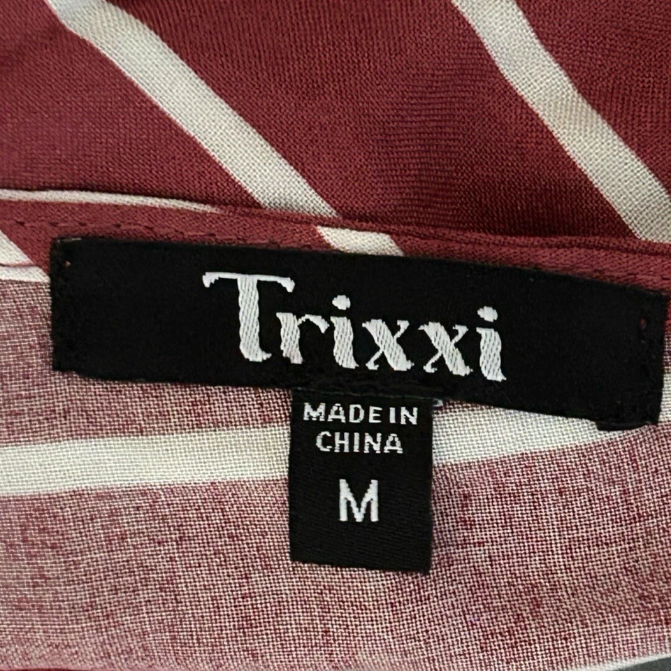 Trixxi Back Cut Out Stripe Button Down Scoop Neck Cap Sleeve Maxi Dress M NWT - Image 4 of 4