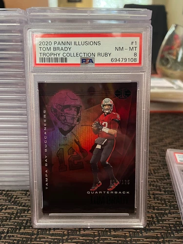 2020 Panini Illusions Tom Brady Trophy Collection Ruby /125 Psa 8