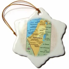 3dRose Map Of Israel 3 inch Snowflake Porcelain Ornament