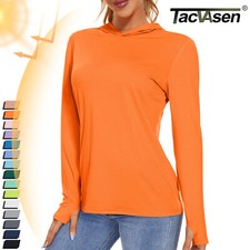 UPF50 Womens Long Sleeve Hoodie UV Block Skin Protection Outdoor Sport T-Shirts
