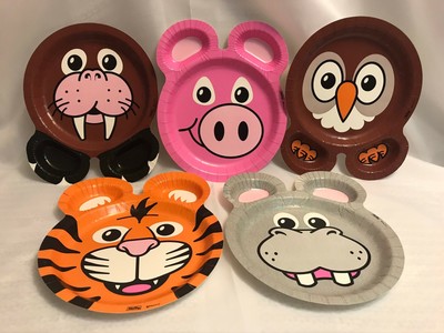 5 Hefty Zoo Pals fun kids paper plates animals tiger owl walrus pig