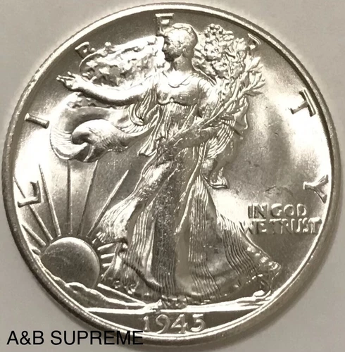 1945 S Walking Liberty Half Dollar From OBW Roll Estate CH-GEM Bu Unc 90% Silver