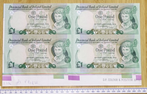 1979 UNCUT SHEET £1 Provincial Bank of Ireland Limited P-247a -{ aUNC }- PROOF - Picture 2 of 4