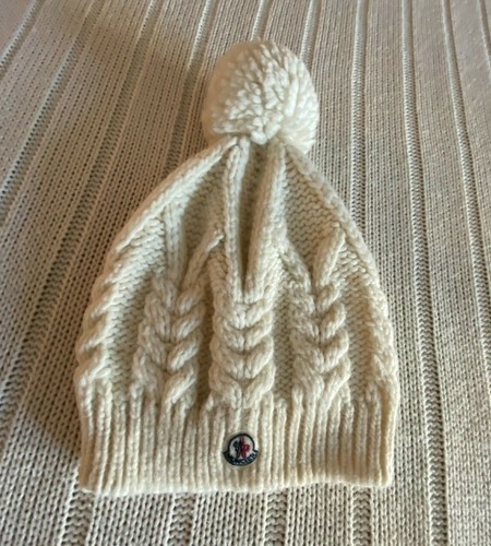 Moncler Women's Ivory Cable Knit Beanie 