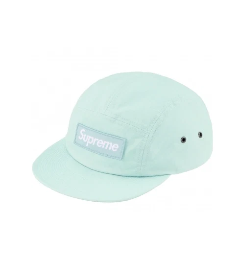 Casquette de camp en coton ciré SUPREME glace FW23 boîte à chapeau logo bleu Halley Stevensons