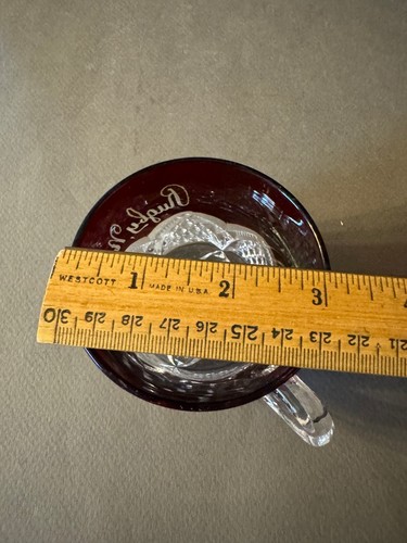 EAPG RUBY STAINED RUGBY, N.D. ETCHED ANTIQUE HANDLED TEACUP COFFEE MUG - Picture 3 of 5