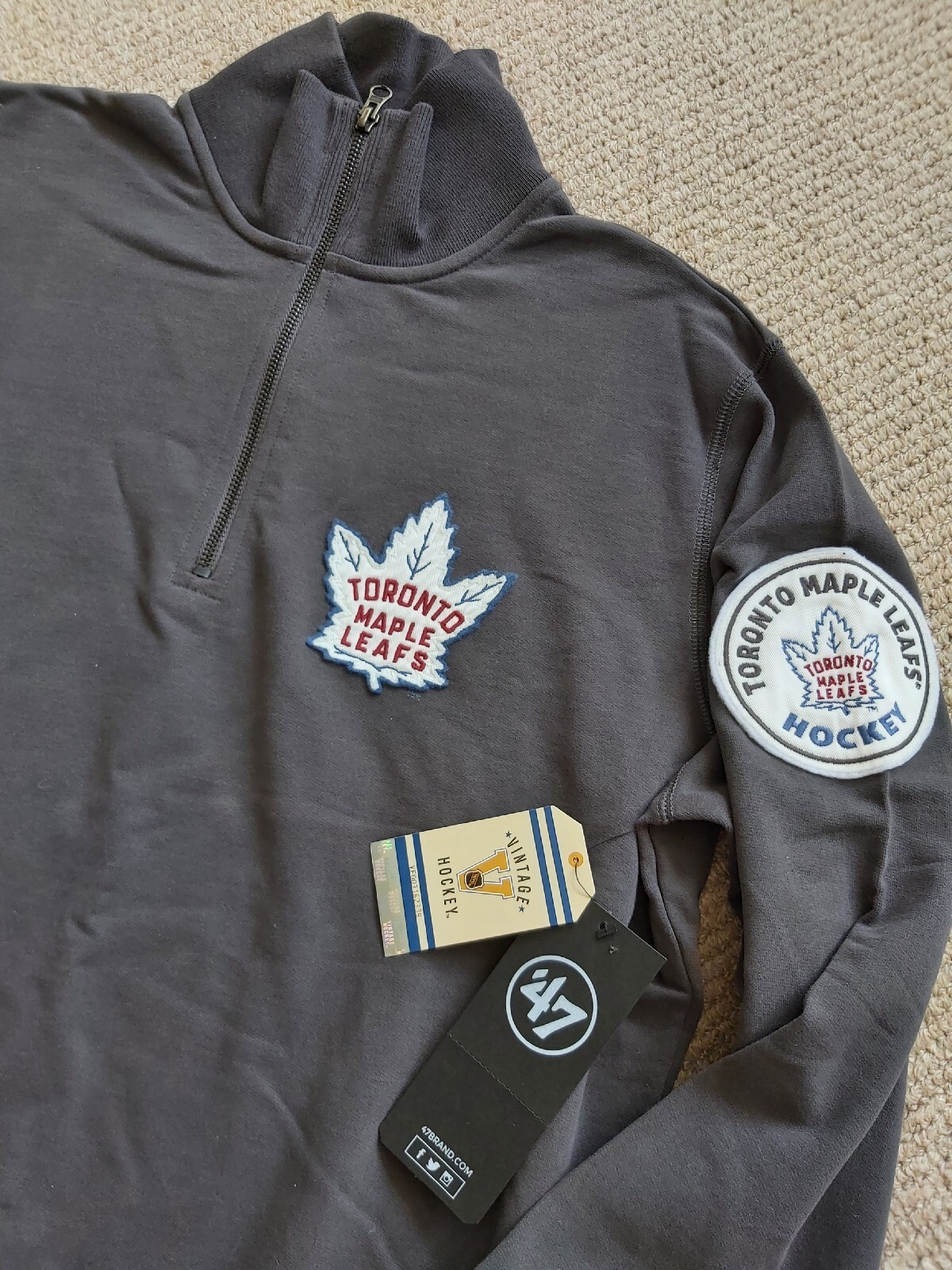 '47 Brand TORONTO MAPLE LEAFS 1/4 ZIP Retro TRAINING TOP / Sweatshirt Ice Hockey