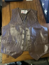 Vintage The Leather Shop Western Vest Sears Size 42 Reg Brown