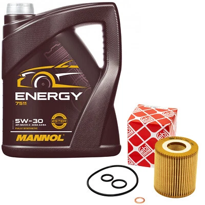MANNOL Motoröl Set 5W-30 5 Liter + Ölfilter 26705 für BMW 1er 3er 316i 318i 5er Z4 X3