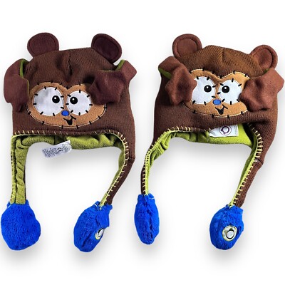 Flipeez Monkey Kids Unisex One Size Costume Hat Dancing Moving Arms Brown Lot 2