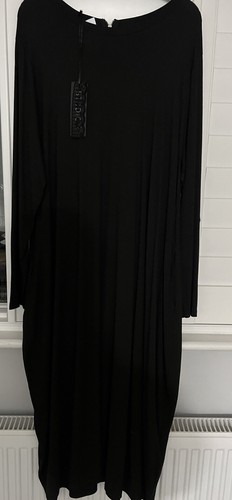 Black Maxi Dress Soft Fabric one size New Tags Made In Italy Lagenlook Long - Picture 3 of 7