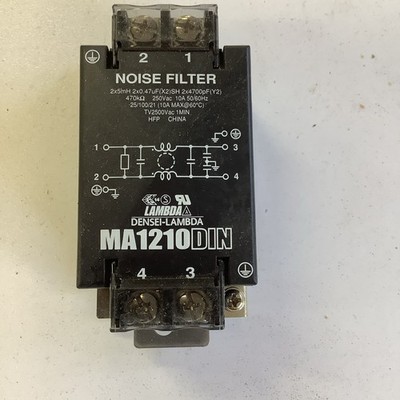 LAMBDA MA1210DIN NOISE LINE FILTER 250VDC/AC 10A DIN SINGLE STAGE TERMINAL BLOCK