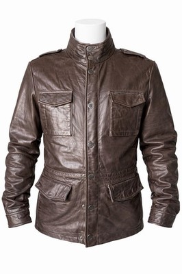 Jörg Weber Dark Brown Leather Men's Biker Jacket Mid-Length Button Zipper size M