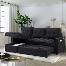 3 in 1 Pull Out Sofa Bed Sleeper Sofa with Storage USB Sectional L Shape Couch