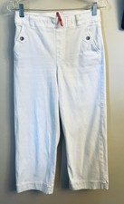 Spanx Women's Size M Stretch Twill Cropped Wide Leg Pants White 20312