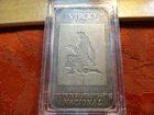 VIRGO National Refining 1 Oz .999 Silver Art Bar Toned - Free S&H USA