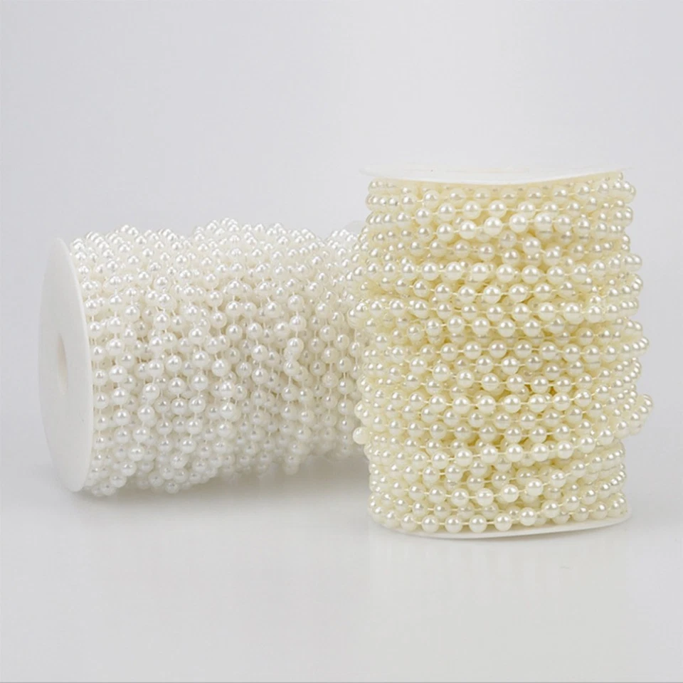  Un rollo de 25 metros ABS perlas artificiales adornos de cadena para boda hágalo usted mismo Foto 4 de 4