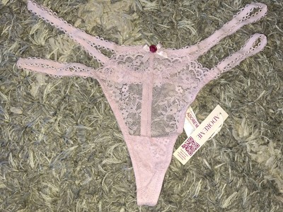 Adore Me/VS Mesh Strappy Lace V String Panty NEW Large Pink 
