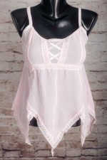 Rampage Sheer Mesh Coquette Fairy Boho Cami Chemise Lingerie Medium Light Pink