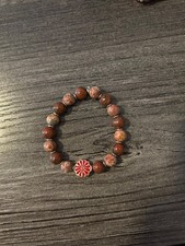 handmade Kids 6 inch bracelet red flower