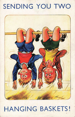 Vintage Bamforth Comic Postcard Sending You Two Hanging Baskets! No 1929