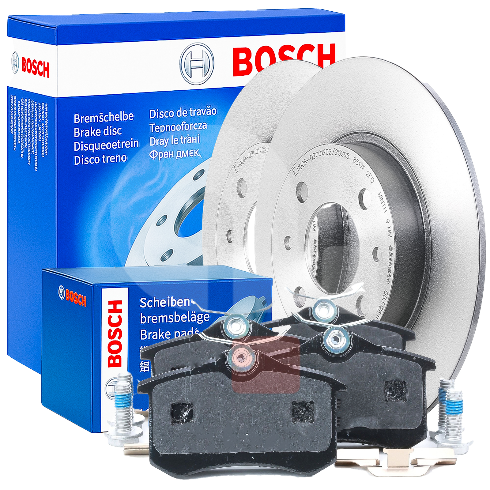 Bosch rear brake discs and pads kit for Skoda Octavia III TSI TFSI TDI