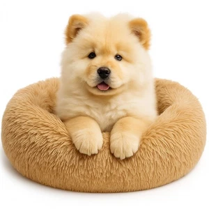 Calming Dog Bed - Fluffy Donut Cuddler for Anxiety Relief, Orthopedic Pet Bed