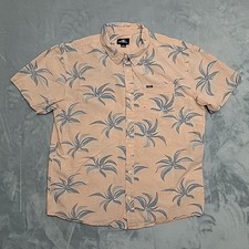 ONeill Shirt Mens Large Peach Palm Print Rayon Cotton Blend Surf Aloha Casual