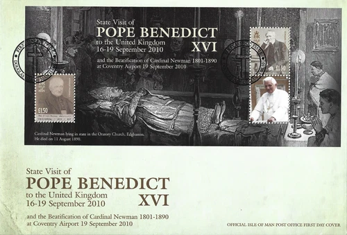 2010 Isle of Man State Visit of Pope Benedict XVI to UK First Day Cover