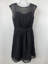 J.Crew Dress Womens 4 A Line Black Pull On Sleeveless Zigzag Prints Round Neck
