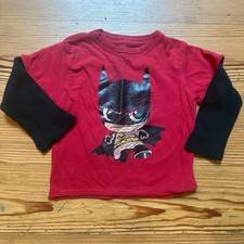 DC Comics Batman red black lined long sleeve baby shirt SIZE 24M
