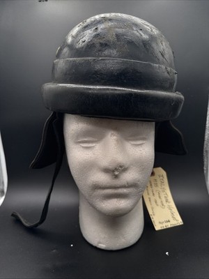 WWII POST WAR M-35 ITALIAN LEATHER TANKERS HELMET ORIGINAL 1960 M35 TANK