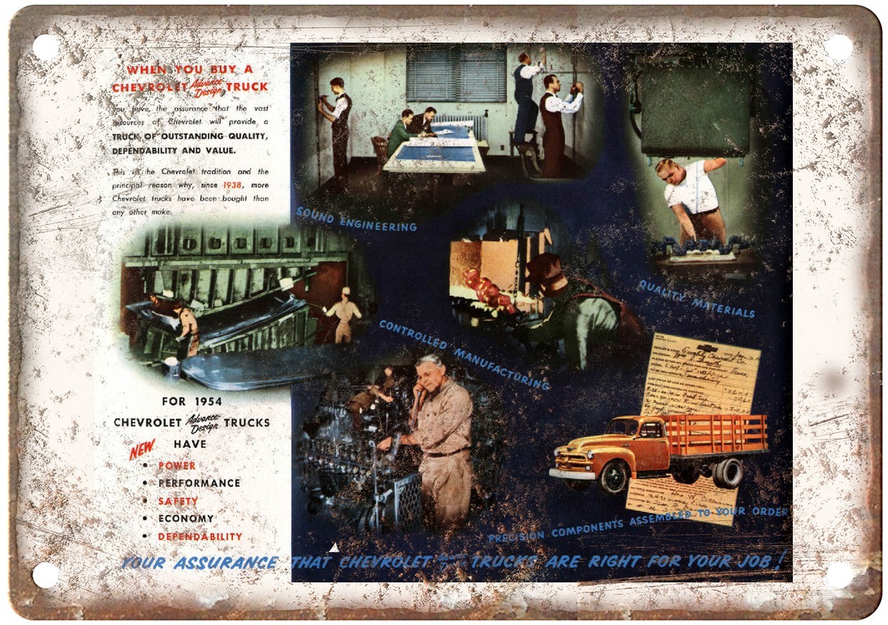 1954 Chevrolet Trucks Vintage Automobile Ad Retro Look Metal Sign AM7954