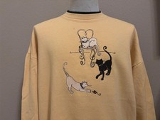 Vintage 90  s Fancy Cats Embroidered Cute Kitty Crewneck Sweatshirt XL