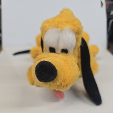 DISNEY PARKS PLUTO PLUSH STUFFED ANIMAL LAYING DOWN WITH GREEN COLLAR 11  