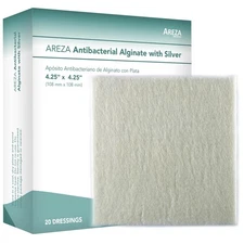 Areza Silver Calcium Alginate Antibacterial Wound Dressing Pads – Sterile, No...
