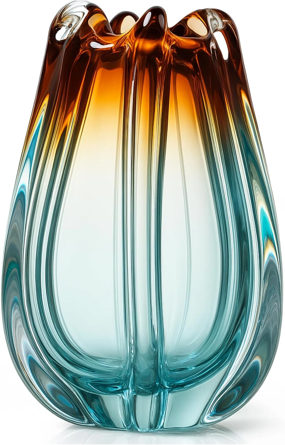 Colorful 9.5" Hand Blown Glass Vase for Home Decor and Weddings