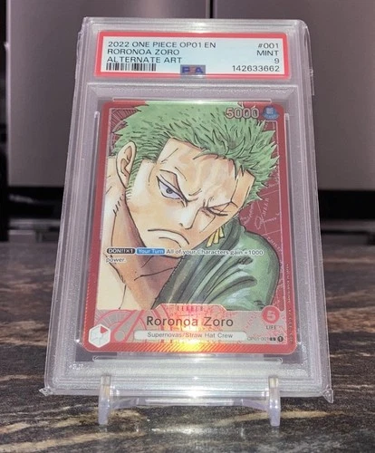 Bandai One Piece Roronoa Zoro OP01-001 Romance Dawn Leader Alt Art Foil PSA 9