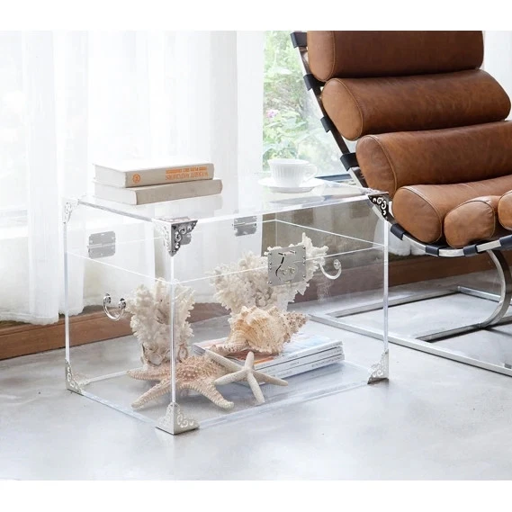 Ciao Bella Modern Clear Trunk - Silver Plated Clear 20" W x 32" L x 20" H - Image 2 of 4