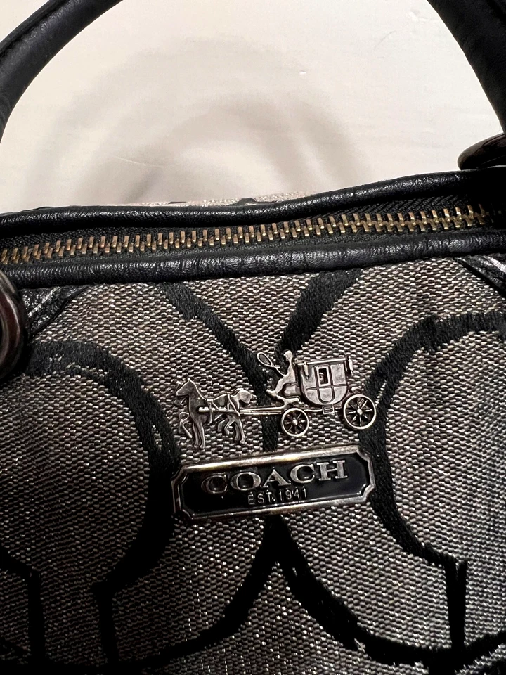 COACH OP Women Satchel Shoulder Bag Handle Madison Signature Sequin Metallic COA - Image 2 of 4