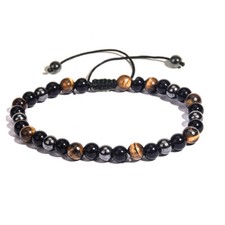Hematite Tiger's Eye Beads Healing Triple Protection Strength Women Bracelet 6mm