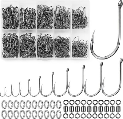 Angelhaken Set Carbon Stahl 630 Stück 10 Größen Kit Karpfenhaken Allroundhaken