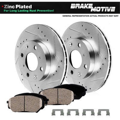 05 06 07 08 09 Fits Kia Spectra 5 Slotted Drilled Rotor w//Ceramic Pads F+R