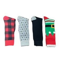 Christmas Socks Mens Holiday Gift Box Set 4 Pairs Shoe Size 7-12 NEW