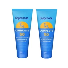 2 Pack Coppertone Complete SPF 50 Sunscreen Water Resistant 80 Minutes 7oz each