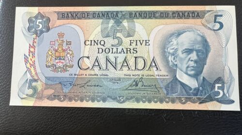 Bank of Canada 1979 $5 Banknote UNC Lawson Bouey  - Picture 1 of 9