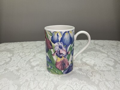 VTG Dunoon Scotland Porcelain Iris Coffee Mug Tea Cup Purple/Pink/Blue 4 