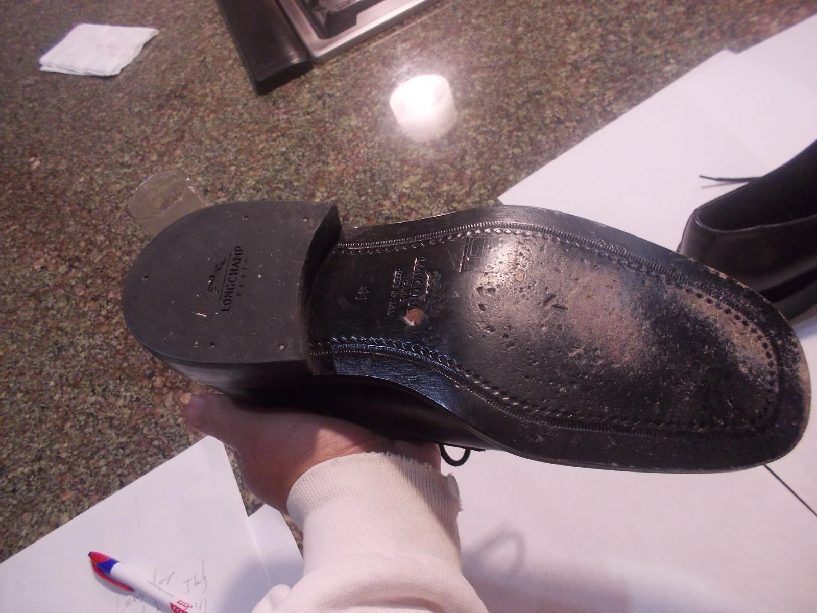 Scarpe eleganti uomo Longchamp in pelle nera 41 Made in Italy indossate una volta