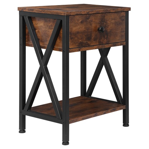 Set of 4 Brown End Table W/ Drawers X Design Small Wooden Side Table Living Room | eBay